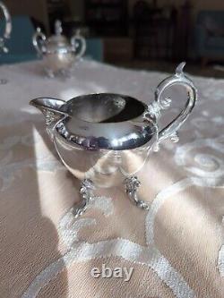 Vintage Birmingham Silver Co 6 Piece Tea Set with Grape Vines in Victorian style