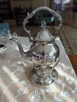 Vintage Birmingham Silver Co 6 Piece Tea Set with Grape Vines in Victorian style