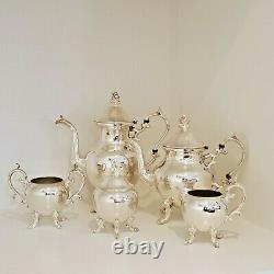 Vintage Birmingham Silver Co Tea/ Coffee Service Set 6 Piece Silver On Copper