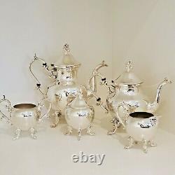 Vintage Birmingham Silver Co Tea/ Coffee Service Set 6 Piece Silver On Copper