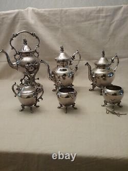 Vintage Birmingham Silver Co Tea Set Lily of the Valley Finials Silver on copper