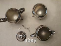 Vintage Birmingham Silver Co Tea Set Lily of the Valley Finials Silver on copper