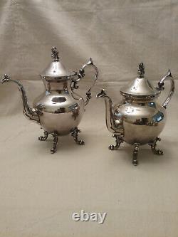 Vintage Birmingham Silver Co Tea Set Lily of the Valley Finials Silver on copper