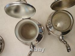 Vintage Birmingham Silver Co Tea Set Lily of the Valley Finials Silver on copper