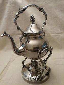 Vintage Birmingham Silver Co Tea Set Lily of the Valley Finials Silver on copper
