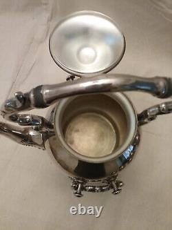 Vintage Birmingham Silver Co Tea Set Lily of the Valley Finials Silver on copper