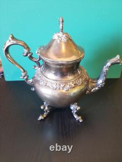 Vintage Birmingham Silver Company Tea Set Silver on Copper Grape Pattern