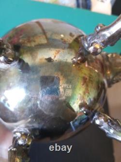 Vintage Birmingham Silver Company Tea Set Silver on Copper Grape Pattern