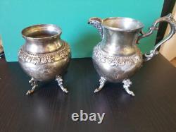 Vintage Birmingham Silver Company Tea Set Silver on Copper Grape Pattern