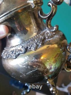 Vintage Birmingham Silver Company Tea Set Silver on Copper Grape Pattern