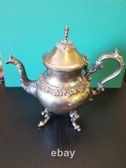 Vintage Birmingham Silver Company Tea Set Silver on Copper Grape Pattern