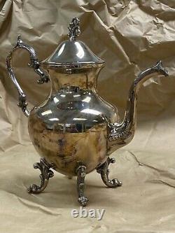 Vintage Birmingham Silver on Copper Tea Set with Footed 29 Tray Gorgeous
