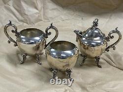 Vintage Birmingham Silver on Copper Tea Set with Footed 29 Tray Gorgeous