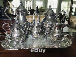 Vintage Birmingvham Co. Silver Tea Set With Serving Tray