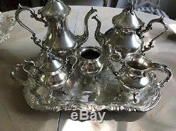 Vintage Birmingvham Co. Silver Tea Set With Serving Tray
