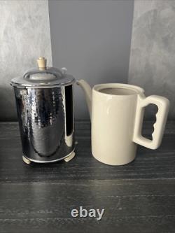 Vintage Butcher Lizen Hammered Silver Plate 3 Piece Tea/Coffee Set Insulated Pot