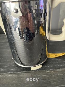 Vintage Butcher Lizen Hammered Silver Plate 3 Piece Tea/Coffee Set Insulated Pot