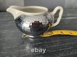 Vintage Butcher Lizen Hammered Silver Plate 3 Piece Tea/Coffee Set Insulated Pot