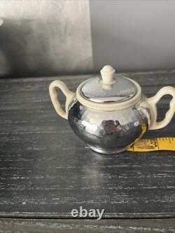 Vintage Butcher Lizen Hammered Silver Plate 3 Piece Tea/Coffee Set Insulated Pot