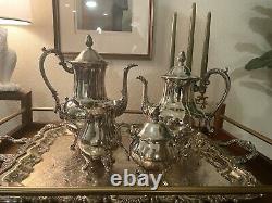 Vintage Coffee & Tea Service Baroque 5 Piece Silver plates Set