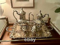 Vintage Coffee & Tea Service Baroque 5 Piece Silver plates Set