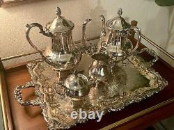 Vintage Coffee & Tea Service Baroque 5 Piece Silver plates Set
