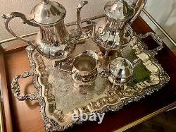 Vintage Coffee & Tea Service Baroque 5 Piece Silver plates Set