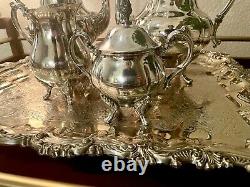 Vintage Coffee & Tea Service Baroque 5 Piece Silver plates Set