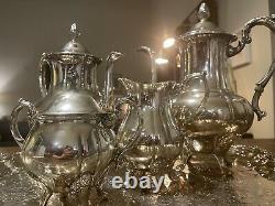 Vintage Coffee & Tea Service Baroque 5 Piece Silver plates Set