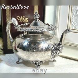 Vintage Community Ascot Tea Pot Silver Plated Etched Victorian Etched Design