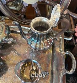 Vintage Community Old English Melon Silverplate 5 Piece Teaset Tea Set