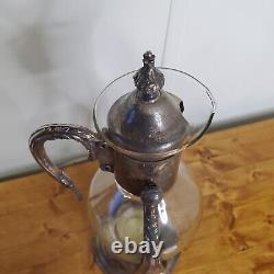 Vintage Corning Tea Coffee Pot Carafe Silver Plate Tilting Stand Warmer Complete