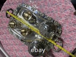 Vintage Crescent Silver Plate Tea Set with Tray 6-Piece Ornate S. P. N. S