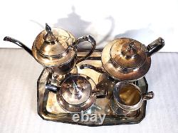 Vintage Derby S. P. Co. Wm. Mounts Silver Plate 5 Piece Art Deco Tea Set #1685