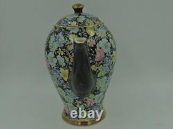 Vintage Empire Chintz Black Marguerite Coffee Pot/Teapot Creamer Sugar Cup Tea S