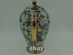 Vintage Empire Chintz Black Marguerite Coffee Pot/Teapot Creamer Sugar Cup Tea S