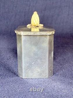Vintage Engraved Silver Plate Tea Tobacco Caddy Jar Container Hinged Lid