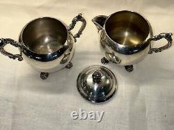 Vintage FB Rogers Silver Co Coffee & Tea 5 Piece set With Footed Tray 1982
