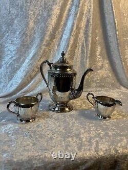 Vintage FB Rogers Silver Co. Silver Plate Tea Pot, Sugar Bowl & Creamer Set