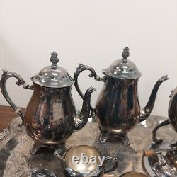 Vintage Fb Rogers Silver Plate Coffee/tea Set Gorgeous? Ornate Tray Pot Sugar