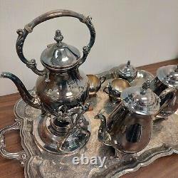 Vintage Fb Rogers Silver Plate Coffee/tea Set Gorgeous? Ornate Tray Pot Sugar