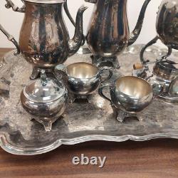 Vintage Fb Rogers Silver Plate Coffee/tea Set Gorgeous? Ornate Tray Pot Sugar