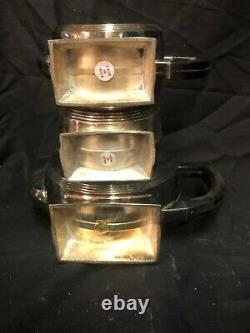 Vintage French Art Deco Inspired Silver Plate 3 Piece Tea Set