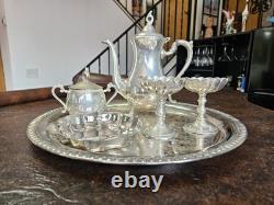 Vintage Gallion Silver Plated 6 Piece Footed Ornate Tea & Coffee Set! Mix Heavy