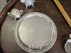 Vintage Gallion Silver Plated 6 Piece Footed Ornate Tea & Coffee Set! Mix Heavy