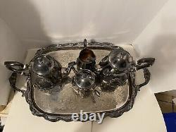 Vintage Georgetown by F b Rogers 4 Piece Tea / Coffee Set with Footed Tray