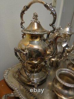 Vintage Goldfeder Silver Co. Silverplate 7-pc Tea & Coffee Set & Tray