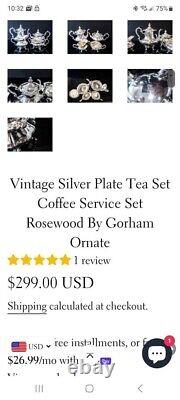 Vintage Gorham 5 Piece Silverplated Coffee/tea Service Rosewood With Plater
