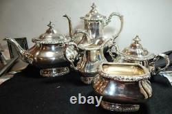 Vintage Gorham Silver Plate Shell + Gadroon 5 Piece Tea + Coffee Service Set