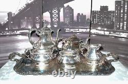 Vintage Gorham Silver Plated 6 Pc Tea/Coffee Set With Sugar Creamers Tray Covers